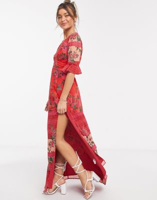 hope and ivy red floral dress