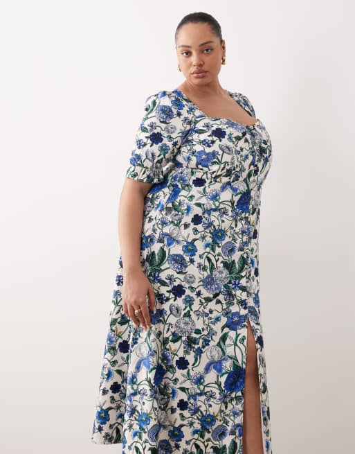green emerald velvet dress LBISSE Short Sleeve Fit and Flare Maxi Dress Navy Grey Ivy Print