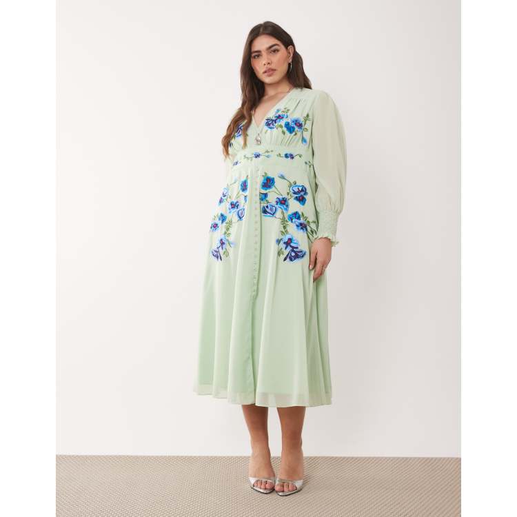 plus mint green dress City Chic Plus Size Maisie Lace Midi Dress