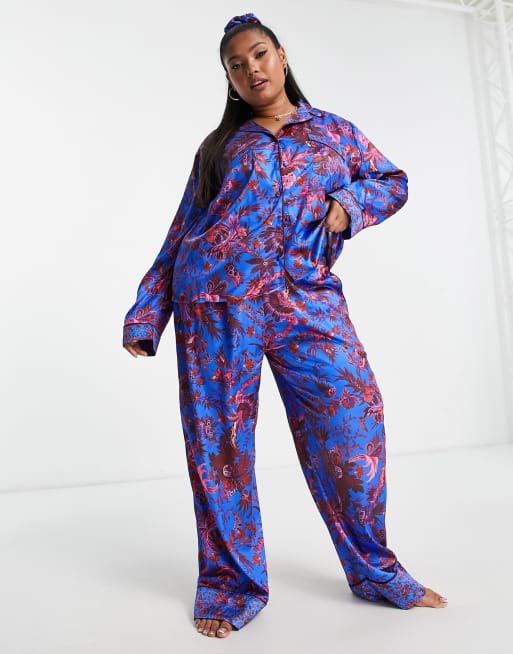 Pyjama best sale satin bleu