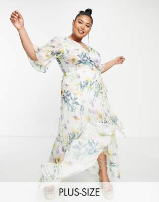 Hope & Ivy Plus - Flora - Vestito lungo a fiori multicolore