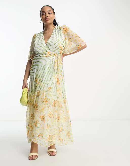 chinese dress ladies Taylor Satin Crinkle Maxi Dress, Green / 6 main image 1