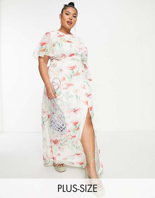 Hope & Ivy Plus - Greta - Maxi-jurk met bloemenprint in roze