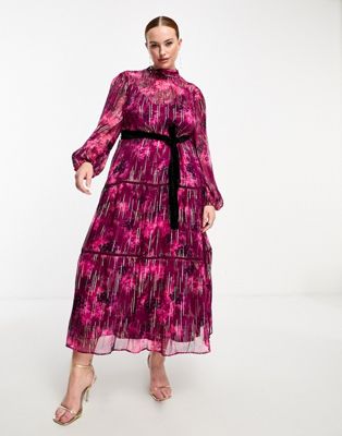 midi dress with balloon sleeves in pink