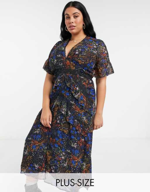 Asos orange floral dress sale