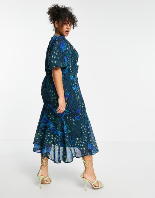 Hope & ivy mirror print midi dress sale