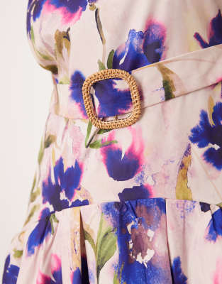 Hope & Ivy Plus Square Neck Dropped Waist Midi Dress In Purple