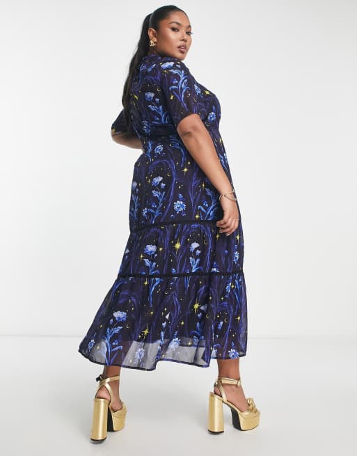 Star print shop midi dress