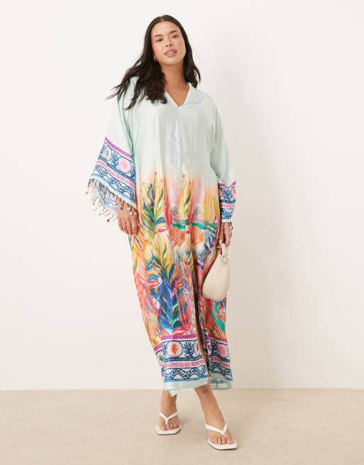 knee length dresses for ladies Mocha | Double V Kimono Style Midi Dress main image 0