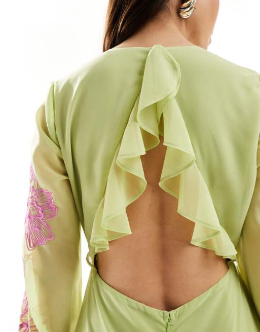 mint and purple dress Leopard Print Pattern in Mint Green, Purple And White Loose Dress Evening  Dress Summer Dresses for Women Luxury Dress Long Sleeved Dress