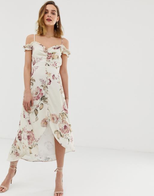 Cold shoulder cheap floral dress