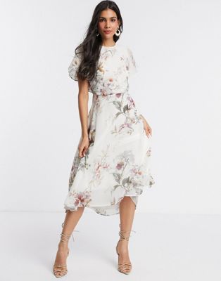 hope and ivy ruffle open back skater dress