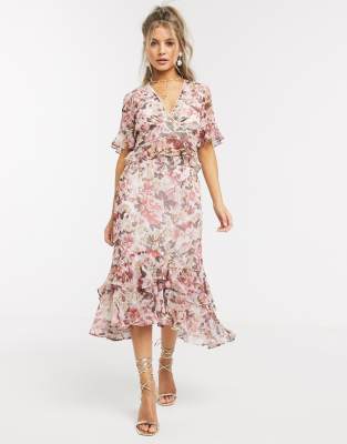 hope and ivy ruffle cold shoulder dress