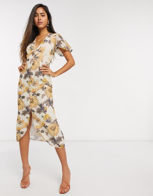 Hope & ivy floral hotsell button front midi dress