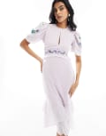 [Hope & Ivy] Hope & Ivy short sleeve spotted midaxi dress in lilac-Purple 16 Lilac