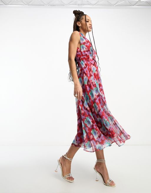 Hope & Ivy sleeveless midaxi dress in blurred red floral