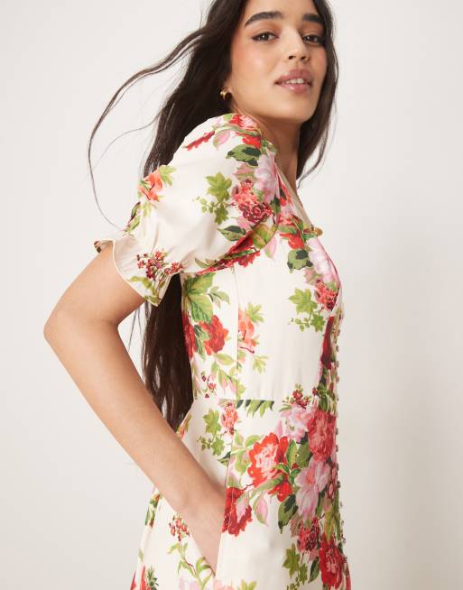 knee length dresses for ladies Ready For It All Red Floral Midi Dress main image 1