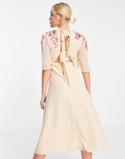 Hope & Ivy - Suki - Robe mi-longue brodée - Crème, 2 de 4