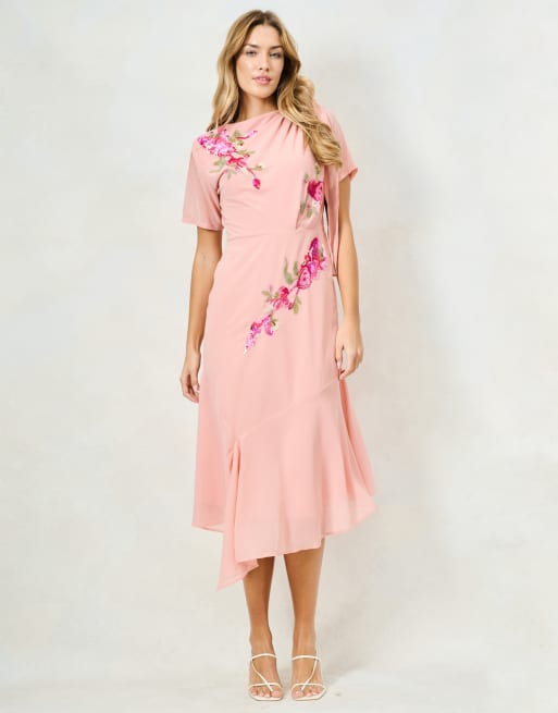 vertical stripe midi dress Navy blue and white vertical stripe tie waist dress