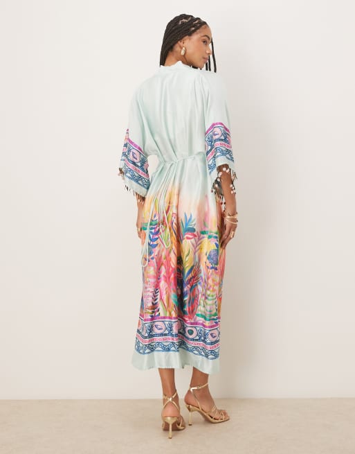 kimono style dress midi Oasis Women's Petite Occasion Kimono Sleeve Pleated Midi Dress in Cornflower Blue | Size: 8