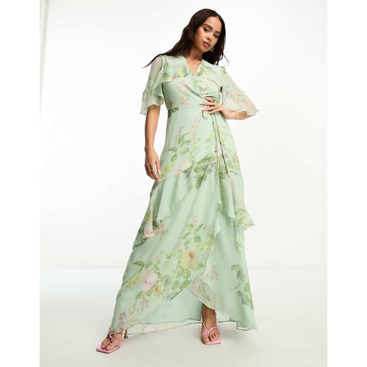 Primrose path sage green outlet floral print maxi dress