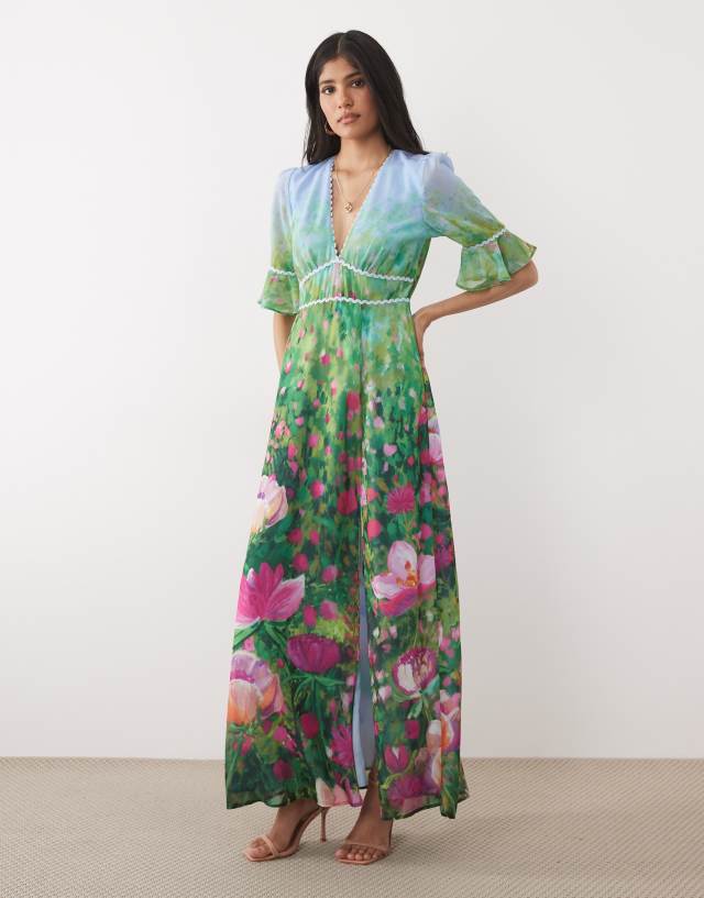 Hope & Ivy Solenne Maxi Print Dress Multi female 20