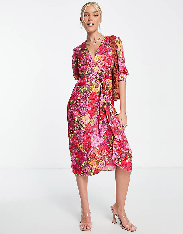 Hope & Ivy - vanessa wrap dress in pink