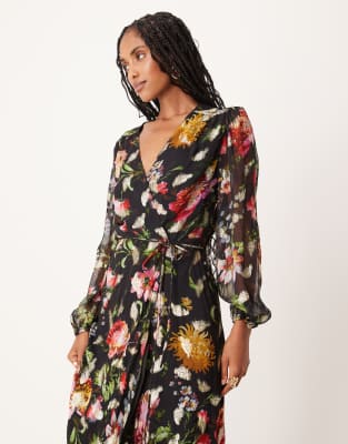 Hope & Ivy Wrap Front Maxi Dress In Multi