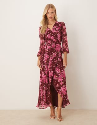 Hope & Ivy Wrap Front Maxi Dress In Multi