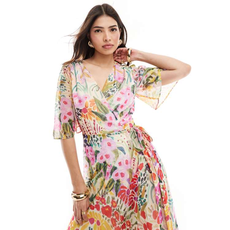 hope and ivy maxi dress Hope & Ivy wrap maxi dress in bright floral print