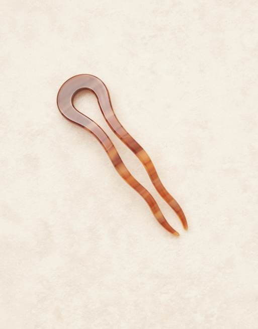 Horquilla francesa para el cabello marrón con diseño retorcido de Sui Ava, 2 de 3