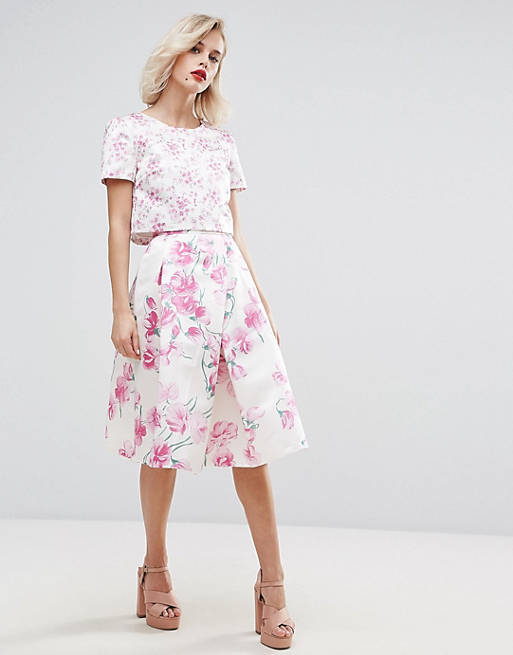 Horrockses Blossom Print Midi Skirt Co-ord