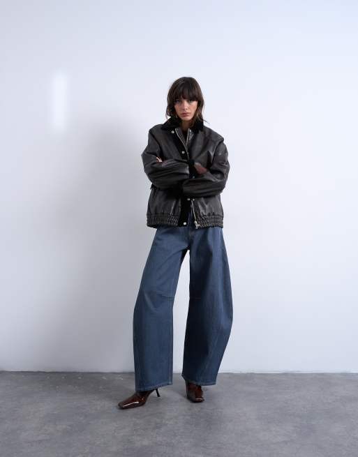 Horseshoe high rise barrel jeans in elephant gray