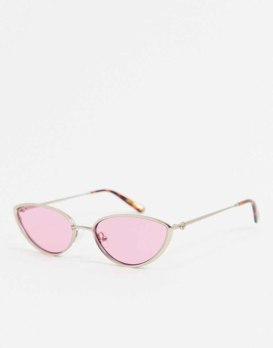Hot Futures - Metalen cat eye-zonnebril in zilver met roze glazen