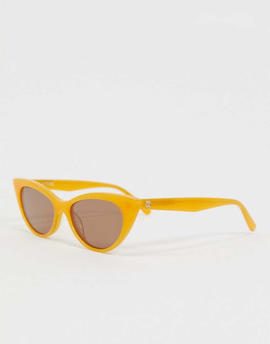 Hot Futures – Orange, retro cat eye-solglasögon i smal modell