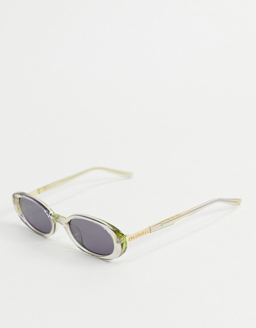 Hot Futures oval retro sunglasses in green and grey