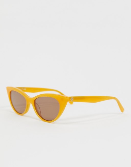 Hot Futures Slim Retro Cat Eye Sunglasses In Orange Asos 