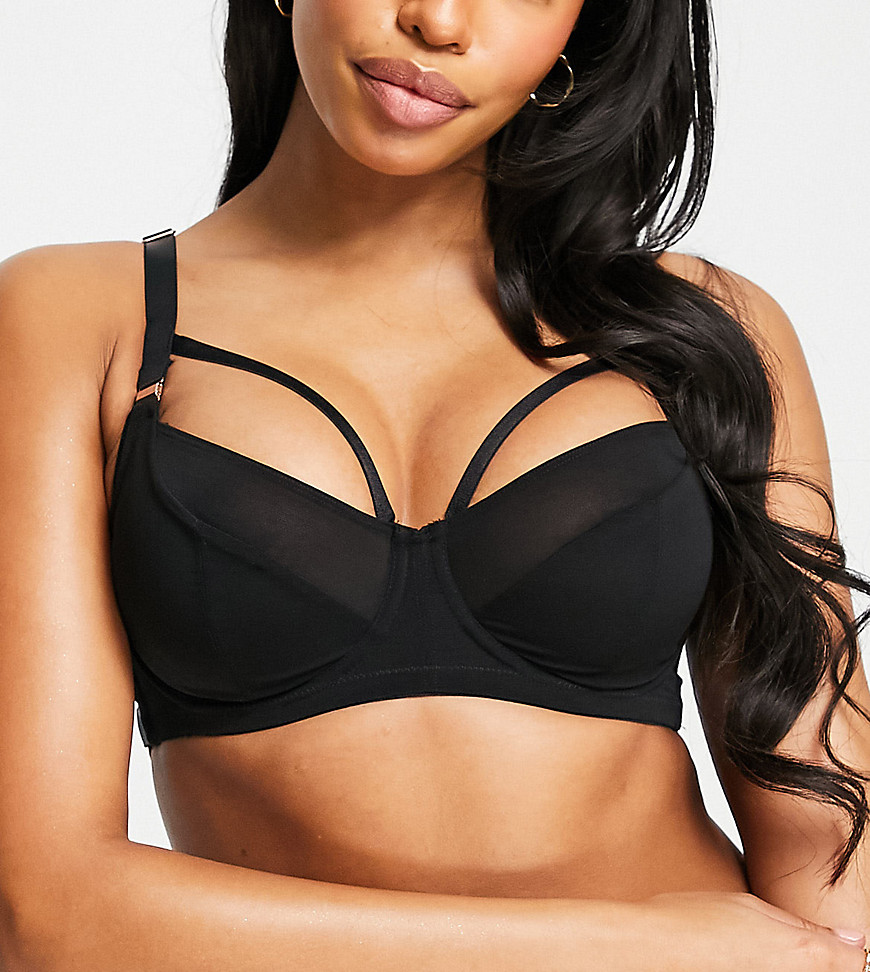 Hot Milk Nursing Provocateur non padded mesh flexiwire bra with strapping detail in black