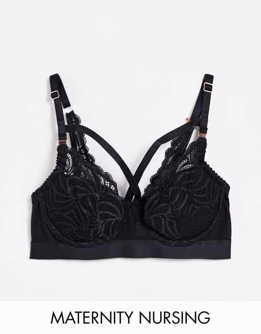 Hot Milk - Nursing Warrior - Balconette-bh met kant, bandjes en flexibele beugels in zwart