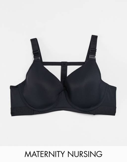 Hotmilk Nursing Defy flexi wire microfibre bra with removable strapping detail in black - BLACK