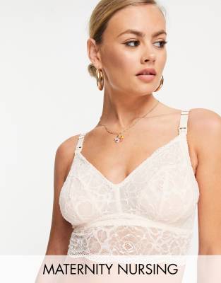 Hotmilk - Nursing Heroine - Licht gevulde kanten bralette met lange pasvorm en borstvoedingsfunctie in schelpenroze