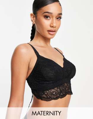 Hotmilk Nursing Heroine lightly lined lace longline bralette in black