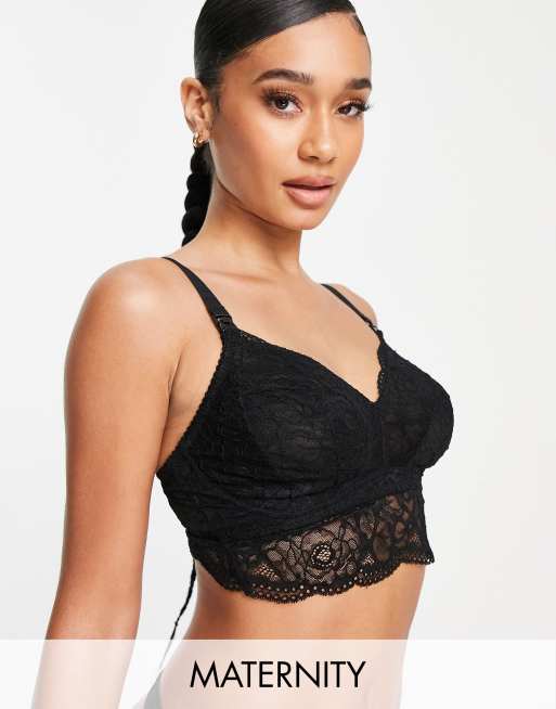 Hotmilk – Nursing Heroine – Svart, lätt fodrad spetsbralette i lång modell