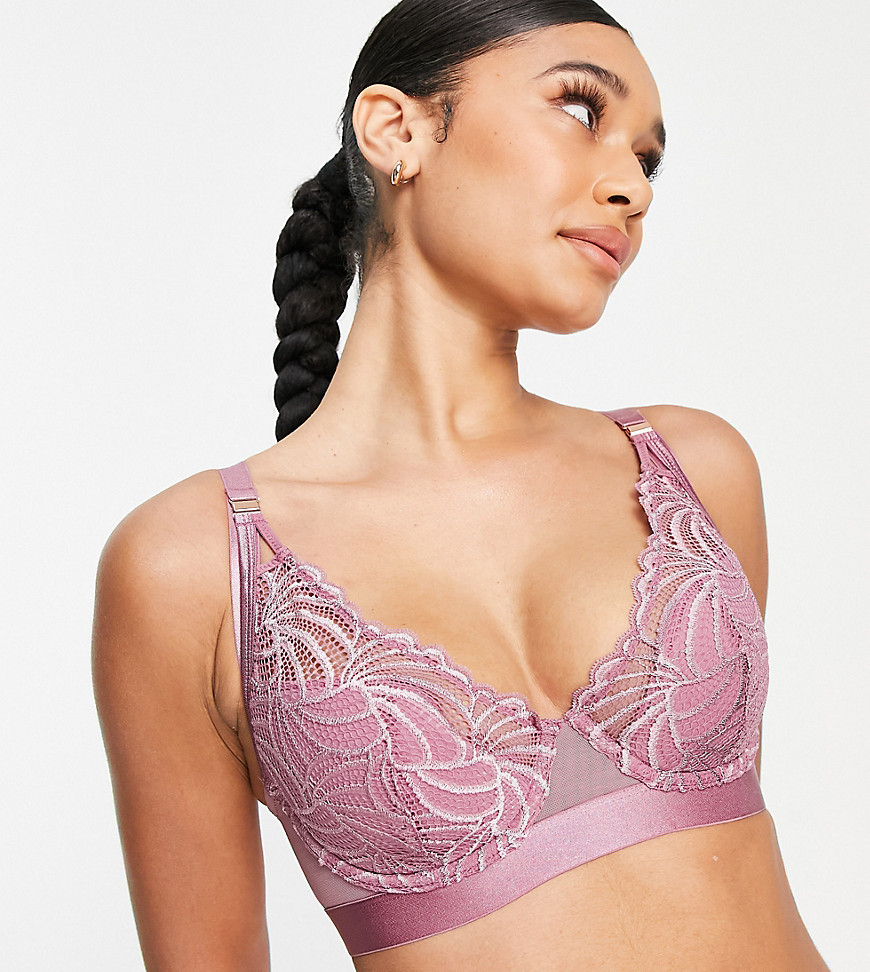 Hotmilk Nursing Warrior Lace Plunge Bra With Flexiwire In Orchid-pink