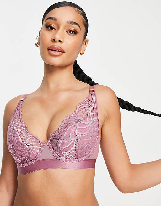 Hotmilk Nursing Warrior lace plunge bra with flexiwire in orchid