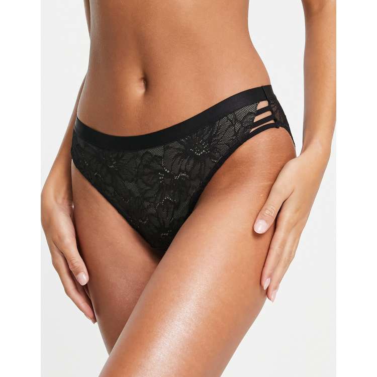 Hotmilk True Luxe sheer floral lace brief in black