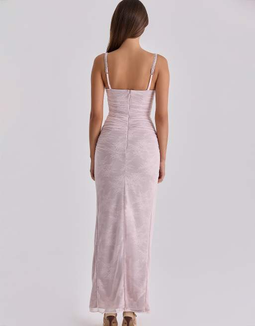 House of CB abito maxi Lini in pizzo e rete rosa baby, 2 di 4