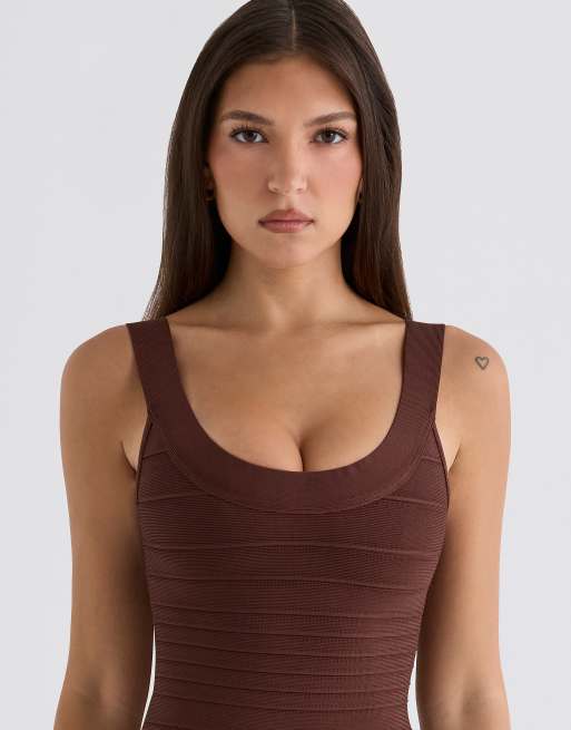 House of CB abito mini bandage OG color bronzo, 3 di 4