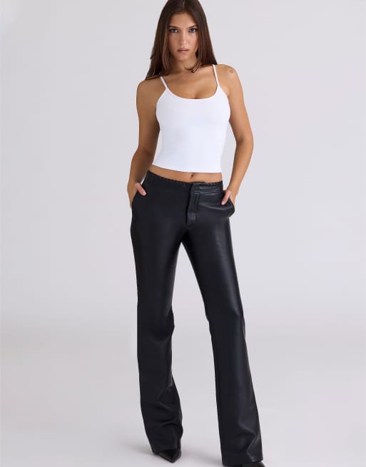 House of CB Adara black vegan leather trousers in black