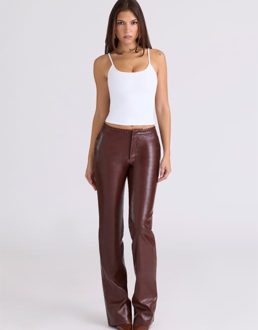 House of CB Adara chocolate vegan leather trousers in chocolate